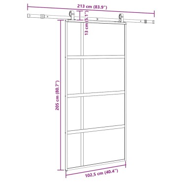 vidaXL Σετ συρόμενης πόρτας με υλικό μαύρο 102,5x205 cm