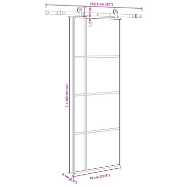 vidaXL Συρόμενη Πόρτα με Μηχανισμό 76x205 εκ. Γυαλί ESG & Αλουμίνιο