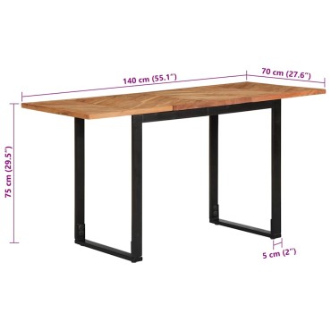vidaXL Τραπεζαρία 140x70x75cm από Μασίφ Ξύλο Ακακίας 1 τεμ.
