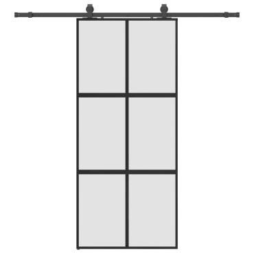 vidaXL Συρόμενη πόρτα με σετ υλικού Μαύρο 90x205 cm γυαλί μετριασμένο