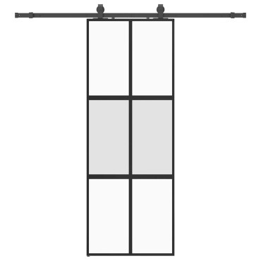 vidaXL Συρόμενη πόρτα με σετ υλικού Μαύρο 76x205 cm γυαλί μετριασμένο