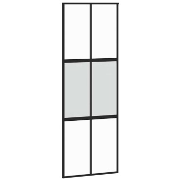 vidaXL Συρόμενη πόρτα με σετ υλικού Μαύρο 76x205 cm γυαλί μετριασμένο