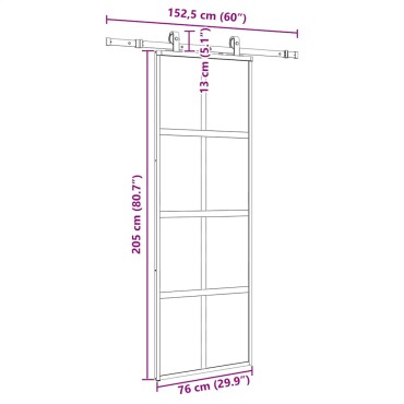 vidaXL Συρόμενη πόρτα με σετ υλικού Μαύρο 76x205 cm γυαλί μετριασμένο