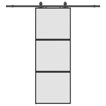 vidaXL Συρόμενη πόρτα με σετ υλικού Μαύρο 76x205 cm γυαλί μετριασμένο