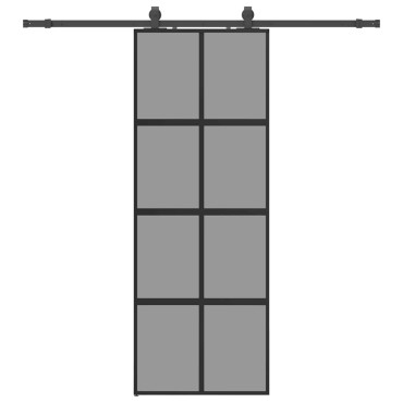vidaXL Συρόμενη πόρτα με σετ υλικού Μαύρο 76x205 cm γυαλί μετριασμένο