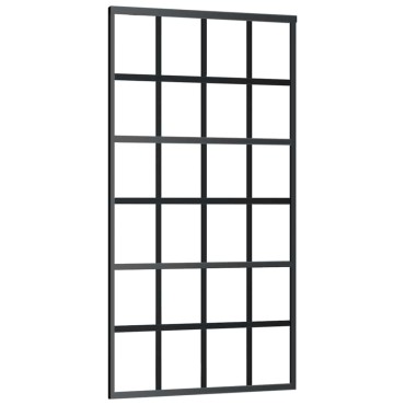 vidaXL Συρόμενη πόρτα με σετ υλικού Μαύρο 102x205 cm ESG Γυαλί