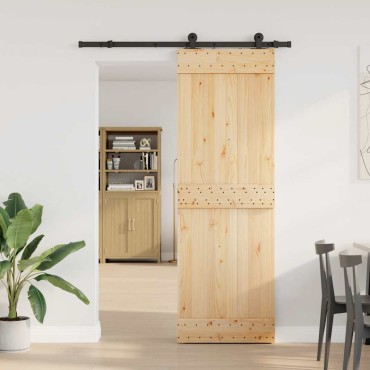 vidaXL Συρόμενη Μεσόπορτα με Μηχανισμό 70 x 210 εκ. Μασίφ Ξύλο Πεύκου