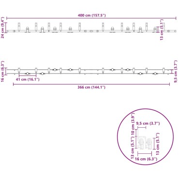 vidaXL Μηχανισμός Συρόμενης Μεσόπορτας Μαύρος 400 εκ. Ατσάλινος