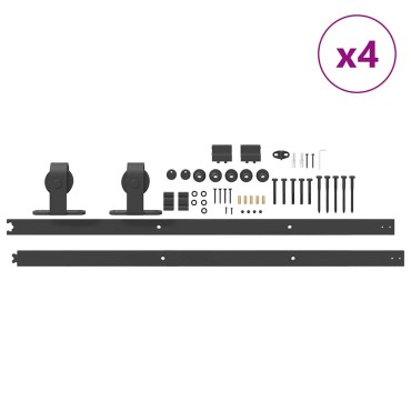 vidaXL Μηχανισμός Συρόμενης Μεσόπορτας Μαύρος 400 εκ. Ατσάλινος