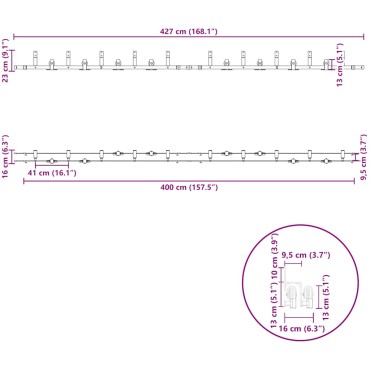 vidaXL Μηχανισμός Συρόμενης Μεσόπορτας Μαύρος 427 εκ. Ατσάλινος