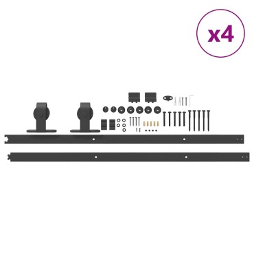 vidaXL Μηχανισμός Συρόμενης Μεσόπορτας Μαύρος 427 εκ. Ατσάλινος