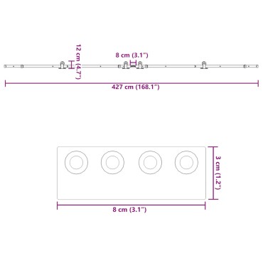 vidaXL Μηχανισμός Συρόμενης Μεσόπορτας Μαύρος 427 εκ. Ατσάλινος
