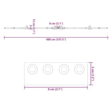 vidaXL Μηχανισμός Συρόμενης Μεσόπορτας Μαύρος 400 εκ. Ατσάλινος