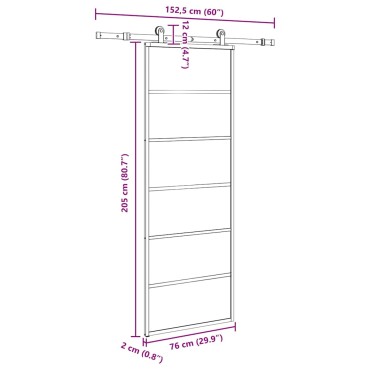 vidaXL Συρόμενη Πόρτα με Μηχανισμό 76x205 εκ. Γυαλί ESG & Αλουμίνιο