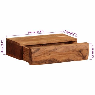 vidaXL Ράφια Τοίχου 2 τεμ. 30x17x8cm από Μασίφ Ξύλο Ακακίας