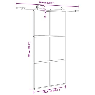 vidaXL Σετ συρόμενης πόρτας με υλικό μαύρο 102,5x205 cm