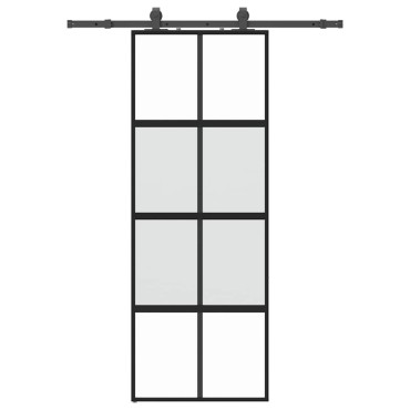 vidaXL Συρόμενη πόρτα με σετ υλικού Μαύρο 76x205 cm γυαλί μετριασμένο