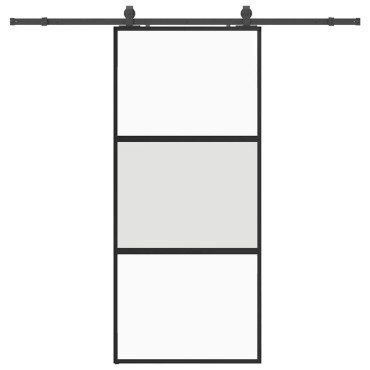 vidaXL Συρόμενη πόρτα με σετ υλικού Μαύρο 90x205 cm γυαλί μετριασμένο
