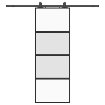 vidaXL Συρόμενη πόρτα με σετ υλικού Μαύρο 76x205 cm γυαλί μετριασμένο