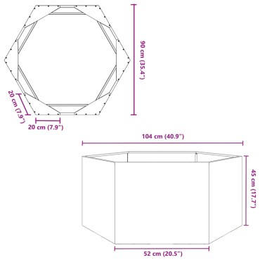 vidaXL Ζαρντινιέρα Κήπου Εξάγωνη 104x90x45 εκ. Χάλυβας καιρού