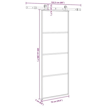 vidaXL Συρόμενη Πόρτα με Μηχανισμό 76x205 εκ. Γυαλί ESG & Αλουμίνιο