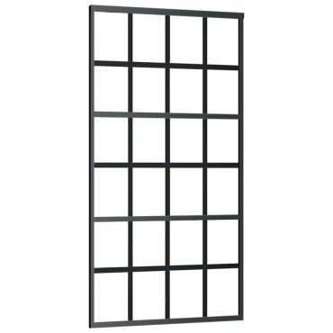vidaXL Συρόμενη πόρτα με σετ υλικού 102x205 cm ESG Γυαλί&Αλουμίνιο
