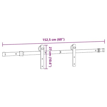 vidaXL Κιτ υλικού συρόμενης πόρτας 152 cm χάλυβα μαύρο