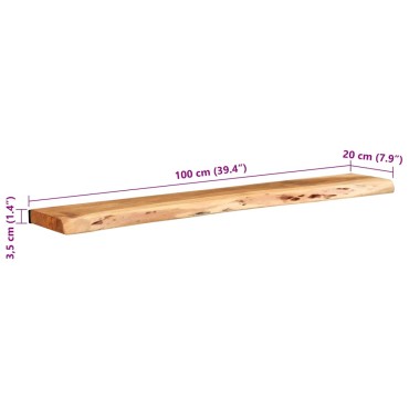 vidaXL Ράφια Τοίχου 2 τεμ. 100x20x3,5cm από Μασίφ Ξύλο Ακακίας