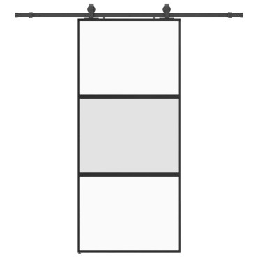 vidaXL Συρόμενη πόρτα με σετ υλικού Μαύρο 90x205 cm γυαλί μετριασμένο