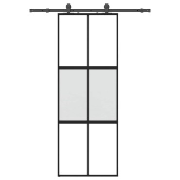 vidaXL Συρόμενη πόρτα με σετ υλικού Μαύρο 76x205 cm γυαλί μετριασμένο