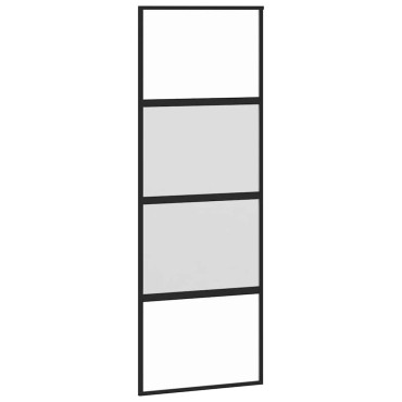 vidaXL Συρόμενη πόρτα με σετ υλικού Μαύρο 76x205 cm γυαλί μετριασμένο