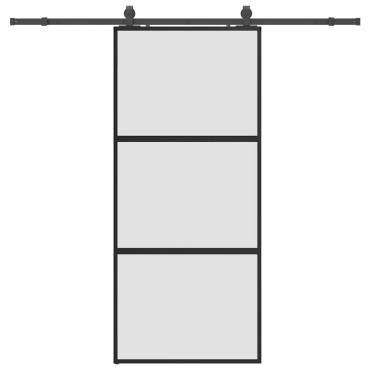 vidaXL Συρόμενη πόρτα με σετ υλικού Μαύρο 90x205 cm γυαλί μετριασμένο