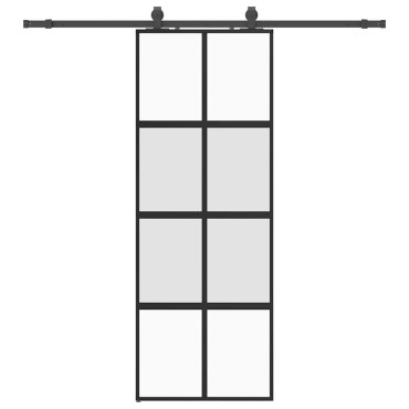 vidaXL Συρόμενη πόρτα με σετ υλικού Μαύρο 76x205 cm γυαλί μετριασμένο