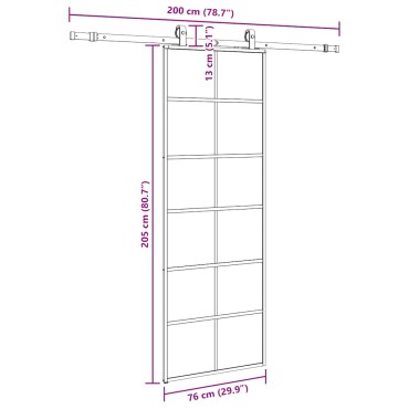 vidaXL Συρόμενη Πόρτα με Μηχανισμό Μαύρο 76x205 εκ. Γυαλί ESG