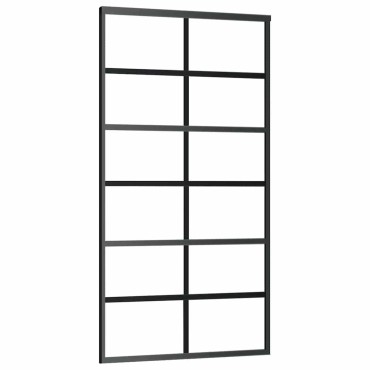 vidaXL Συρόμενη πόρτα με σετ υλικού Μαύρο 102x205 cm ESG Γυαλί