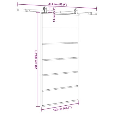 vidaXL Συρόμενη πόρτα με σετ υλικού Μαύρο 102x205 cm ESG Γυαλί