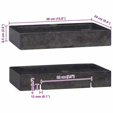 vidaXL Νιπτήρας Επιτοίχιος Μαύρος 38 x 24 x 6,5 εκ. Μαρμάρινος