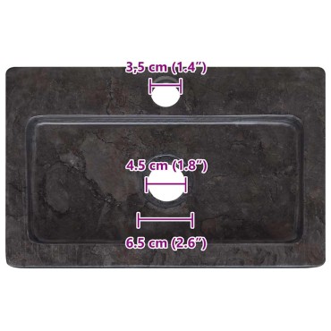 vidaXL Νιπτήρας Επιτοίχιος Μαύρος 38 x 24 x 6,5 εκ. Μαρμάρινος