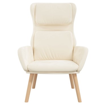 vidaXL Πολυθρόνα Relax Λευκό Κρεμ Βελούδινη 70x77x98cm 1 τεμ.