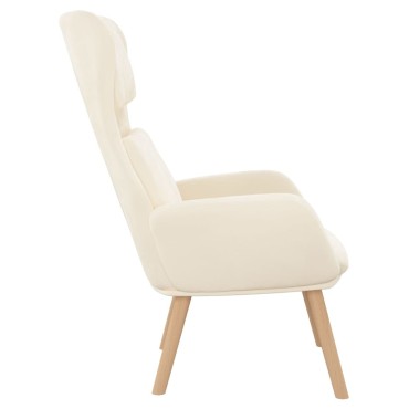 vidaXL Πολυθρόνα Relax Λευκό Κρεμ Βελούδινη 70x77x98cm 1 τεμ.