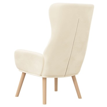 vidaXL Πολυθρόνα Relax Λευκό Κρεμ Βελούδινη 70x77x98cm 1 τεμ.