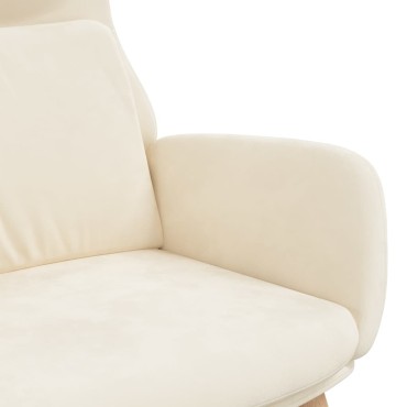 vidaXL Πολυθρόνα Relax Λευκό Κρεμ Βελούδινη 70x77x98cm 1 τεμ.