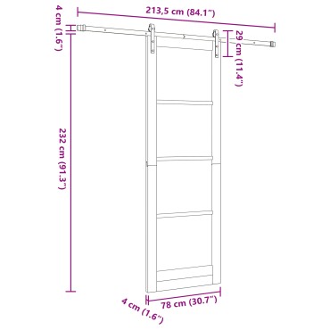vidaXL Συρόμενη Πόρτα με Σετ Υλικών 'ORKDAL' Λευκή 78x232 εκ.