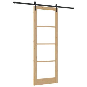 Συρόμενη Πόρτα vidaXL με Σετ Υλικών 'ORKDAL'83x232 cm, Εσωτερική Πόρτα vidaXL με Γυαλί 'ORKDAL'83x232x4 cm από Μασίφ Ξύλο Πεύκου