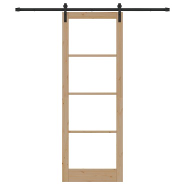 Συρόμενη Πόρτα vidaXL με Σετ Υλικών 'ORKDAL'83x232 cm, Εσωτερική Πόρτα vidaXL με Γυαλί 'ORKDAL'83x232x4 cm από Μασίφ Ξύλο Πεύκου