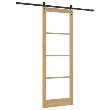 Συρόμενη Πόρτα vidaXL με Σετ Υλικών 'ORKDAL'83x232 cm, Εσωτερική Πόρτα vidaXL με Γυαλί 'ORKDAL'83x232x4 cm από Μασίφ Ξύλο Πεύκου