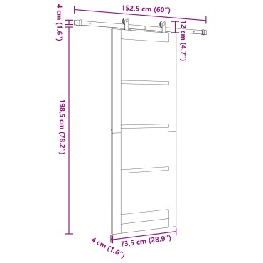 vidaXL Συρόμενη Πόρτα με Σετ Υλικών 'ORKDAL' Λευκή 73.5 x 198.5 εκ.