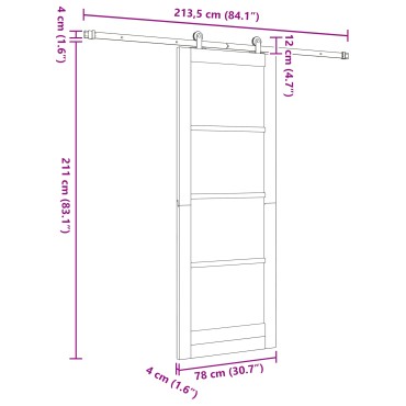 vidaXL Συρόμενη Πόρτα με Σετ Hardware "ORKDAL" Λευκή 78x211 εκ.