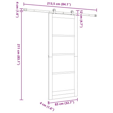 vidaXL Συρόμενη Πόρτα με το Σετ Hardware 'ORKDAL'83x211 cm