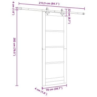 Συρόμενη Πόρτα vidaXL με Σετ Υλικών Λευκή 78x202 εκ. Συμπαγές Ξύλο Πεύκου, Εσωτερική Πόρτα vidaXL με Γυαλί 'ORKDAL' Λευκή 78x202x4 εκ.